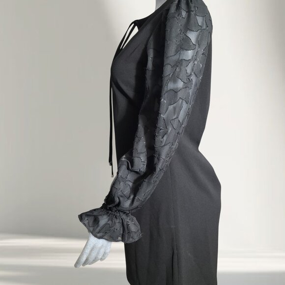 Tommy Hilfiger Women's Shift Scuba Long Sleeve Keyhole W/Tie Dress - Picture 6 of 7